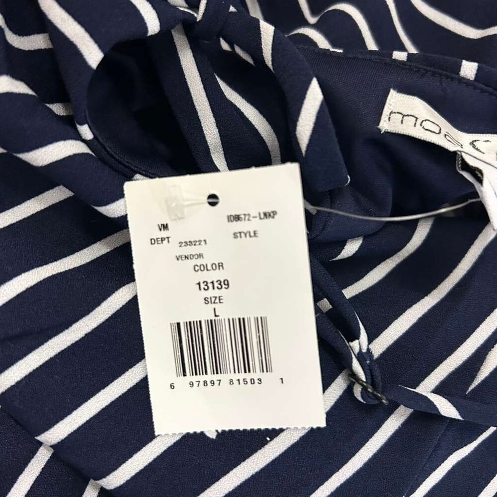 Moa Moa Women's L Jumpsuit Romper Halter Stripe Culotte Wide Leg Navy White NWT - Picture 10 of 16